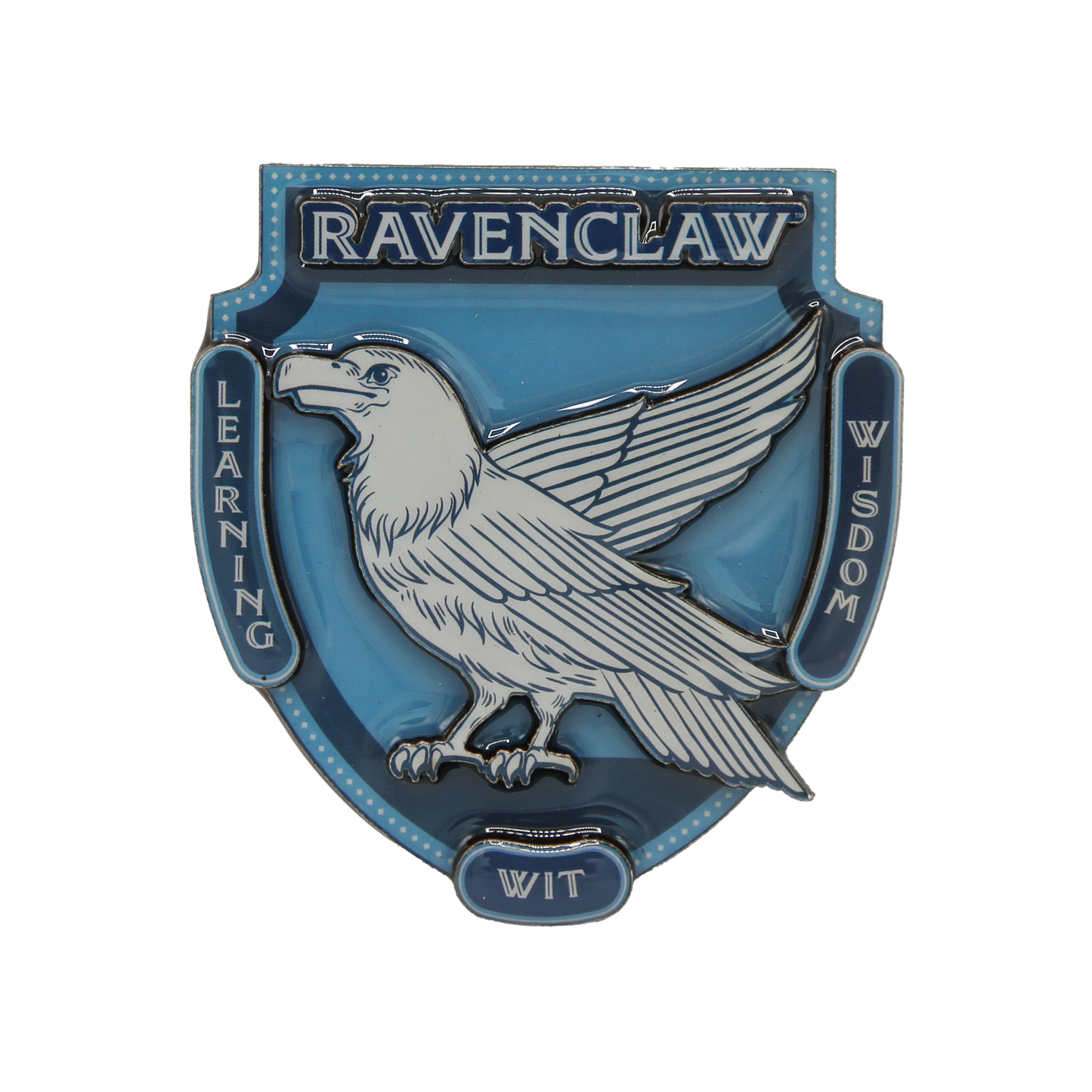 Ravenclaw magnet with an eagle emblem on a blue background