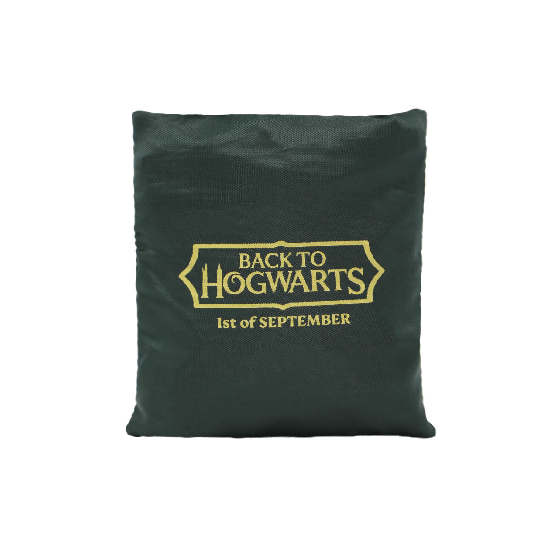Green bag with 'Back to Hogwarts' text 