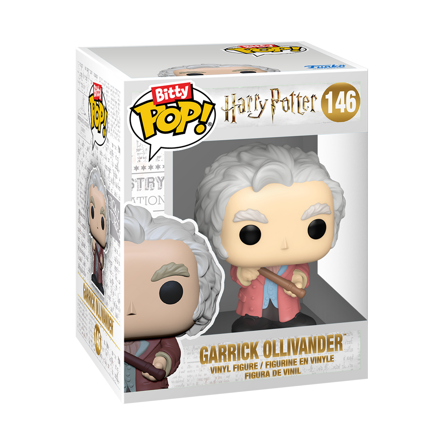 Funko Pop! vinyl figure packaging of Garrick Ollivander from Harry Potter series