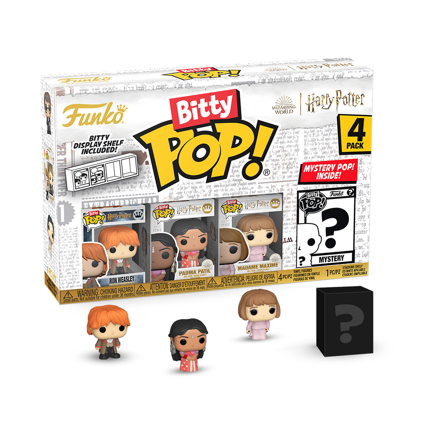 Funko Bitty Pop! packaging with Ron Weasley and a mystery figure on a white background