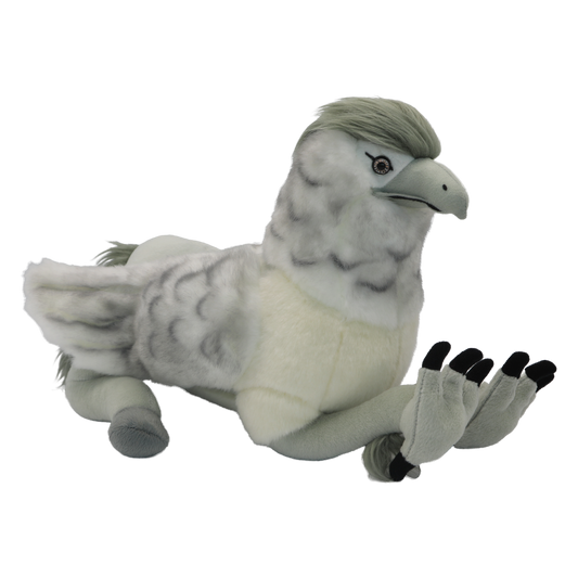 Plush toy of Buckbeak on a white background