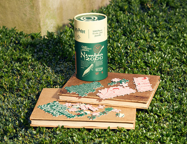 Quidditch jigsaw puzzle with packaging on grass