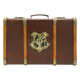 Brown Harry Potter trunk with gold accents and Hogwarts crest in center