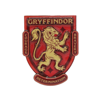 Gryffindor crest magnet with a lion emblem on a red background