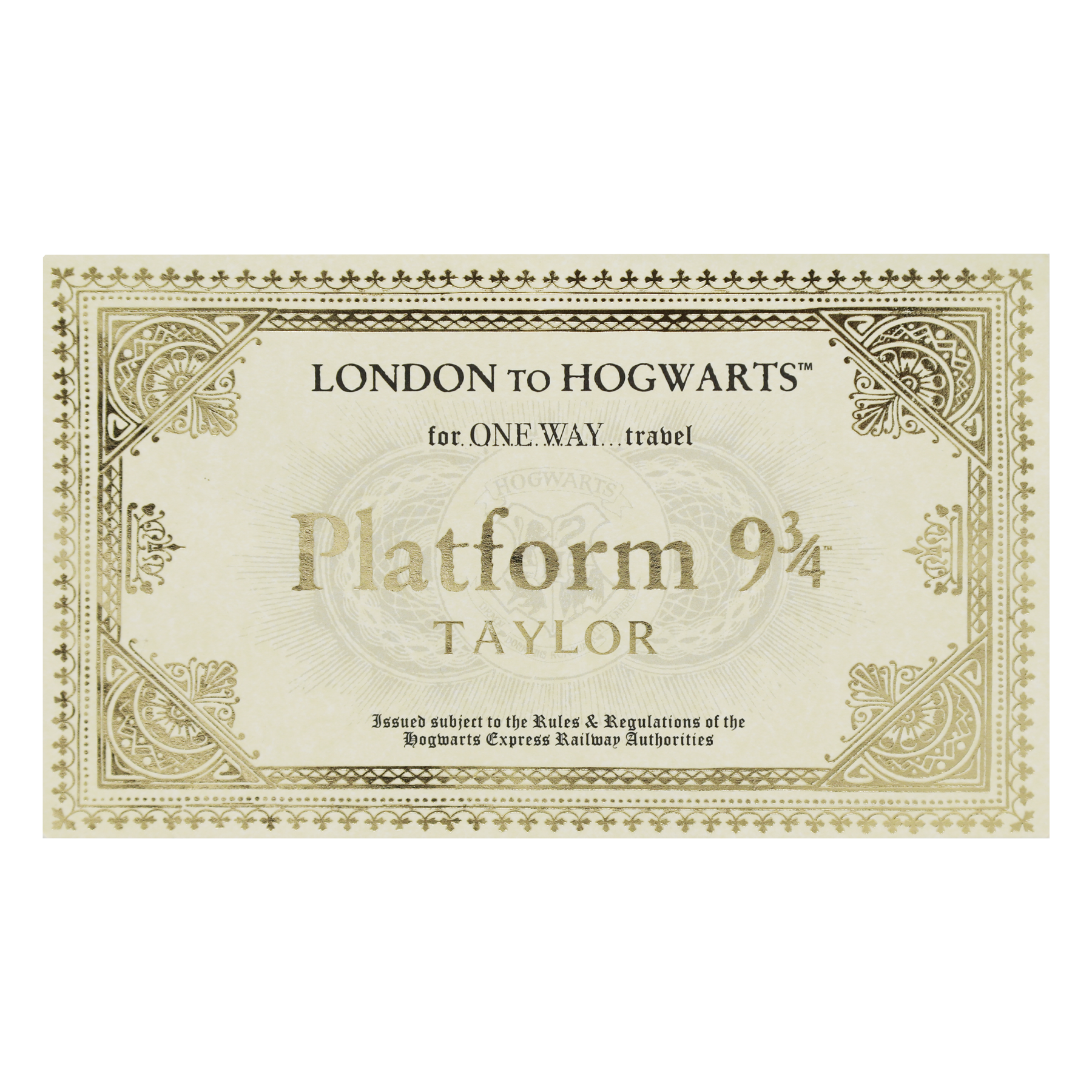 Personalized Hogwarts Express Ticket
