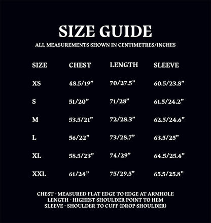 'H' Pajama Top Size Guide