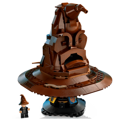 Talking Sorting Hat LEGO with a small figure on a white background