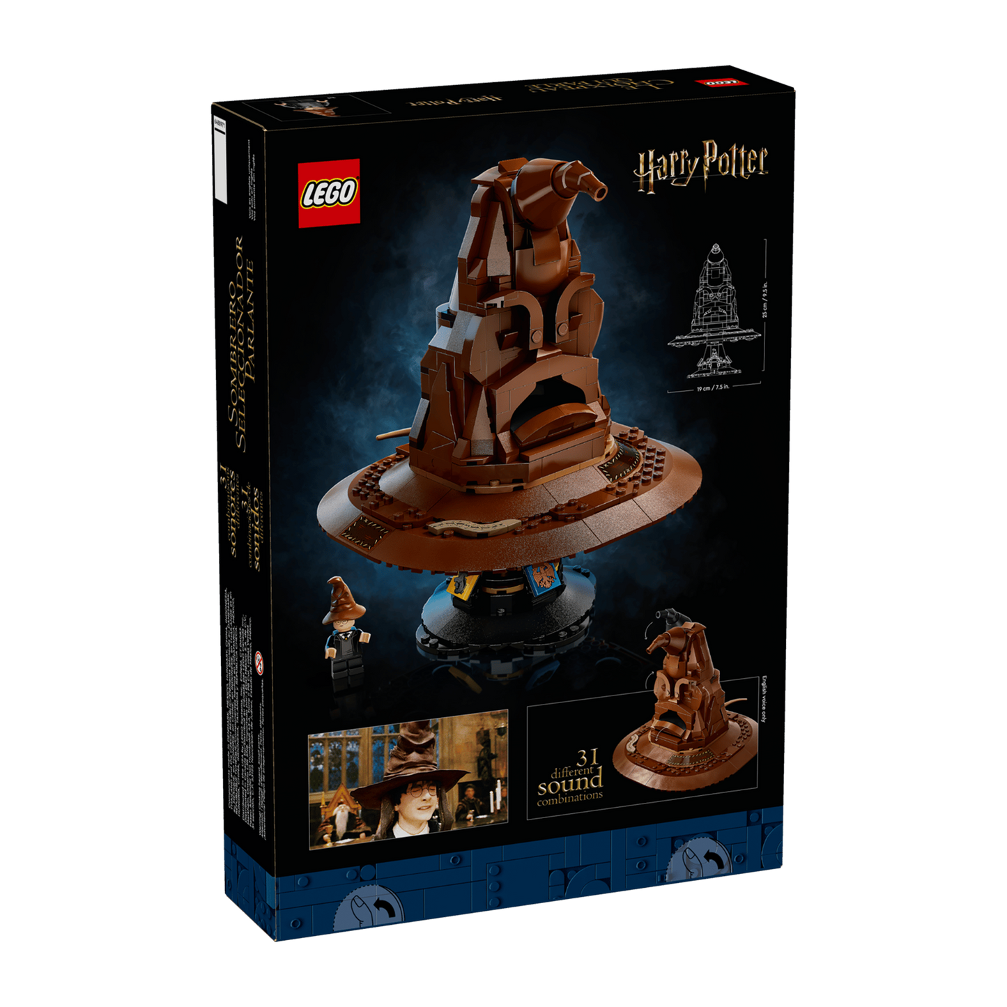 LEGO Harry Potter set packaging with detailed design on a white background