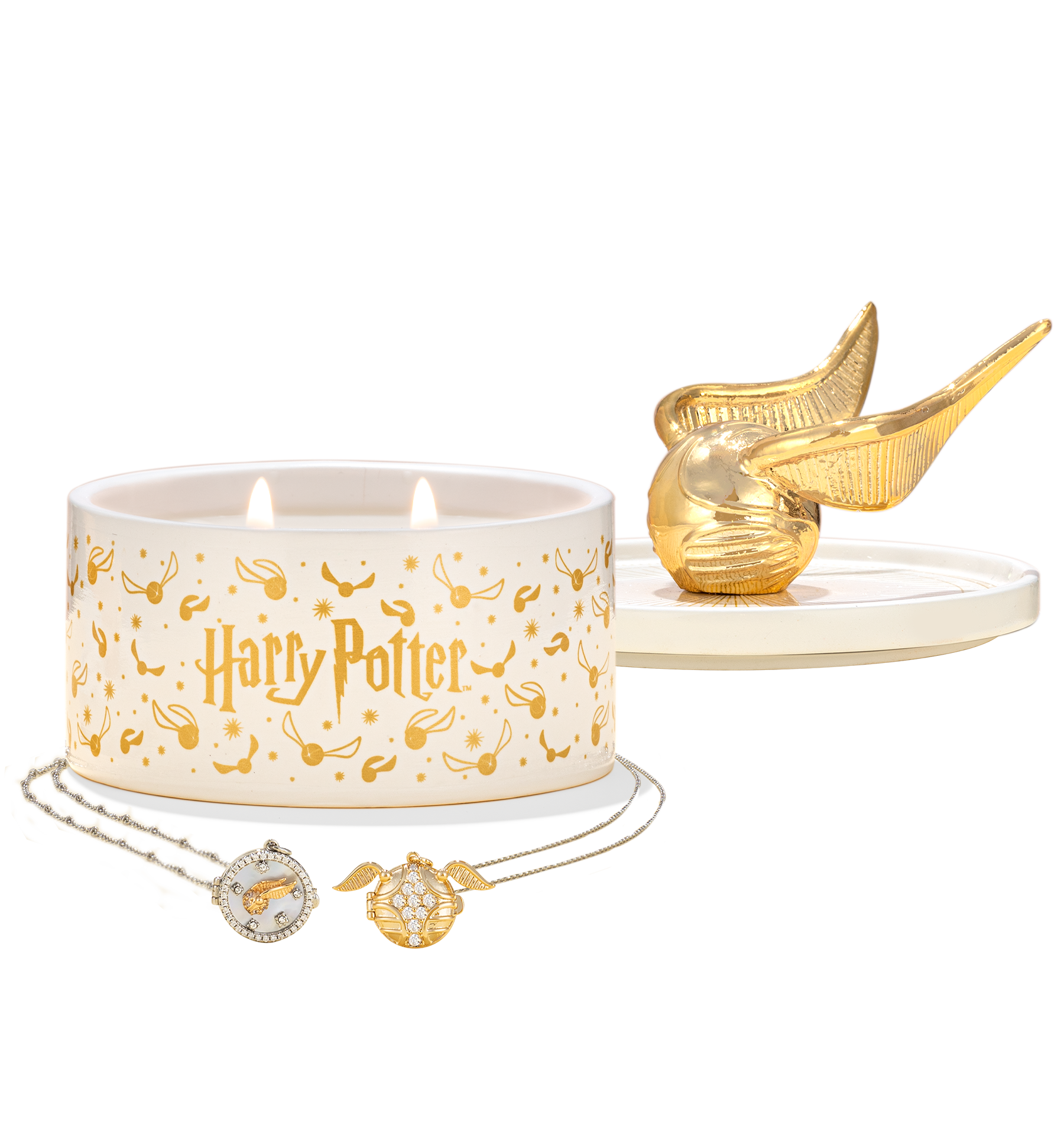 Charmed Aroma Golden Snitch Candle and Jewelry Tray