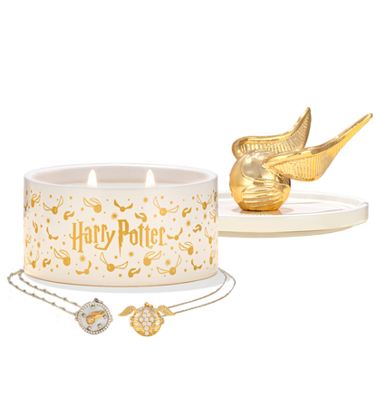 Charmed Aroma Golden Snitch Candle and Jewelry Tray