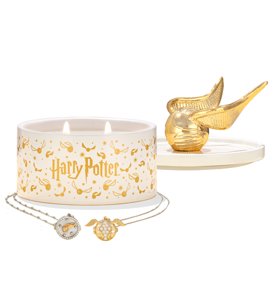 Charmed Aroma Golden Snitch Candle and Jewelry Tray
