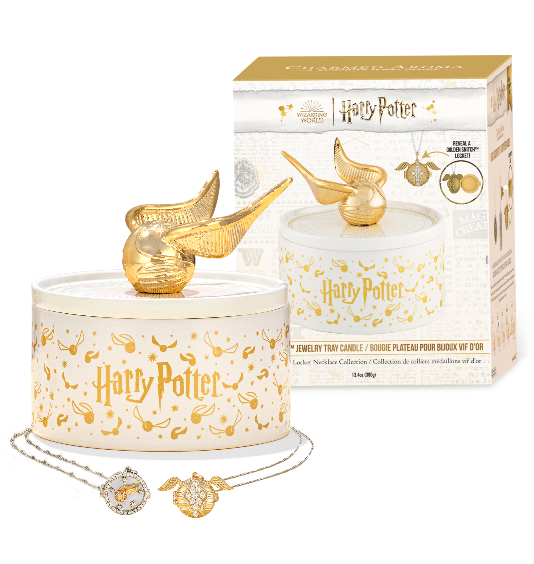 Charmed Aroma Golden Snitch Candle and Jewelry Tray
