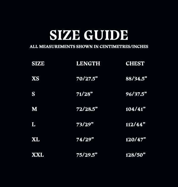 Unisex Adult T-Shirt Size Guide